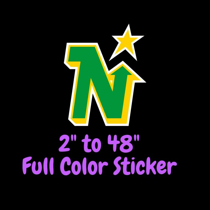 Minnesota North Stars Full Color Vinyl Sticker - Custom Size