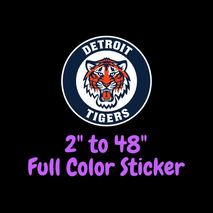 Detroit Tigers - Circle With Tiger Head - Full Color Vinyl Sticker - Custom Size