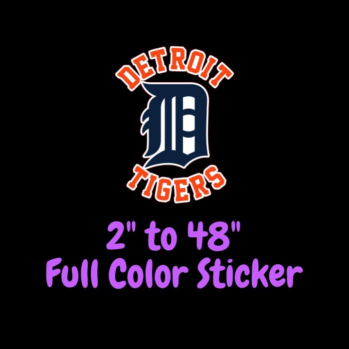Detroit Tigers - D With Name - Full Color Vinyl Sticker - Custom Size
