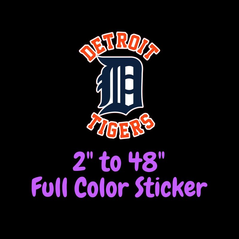 Detroit Tigers - D With Name - Full Color Vinyl Sticker - Custom Size