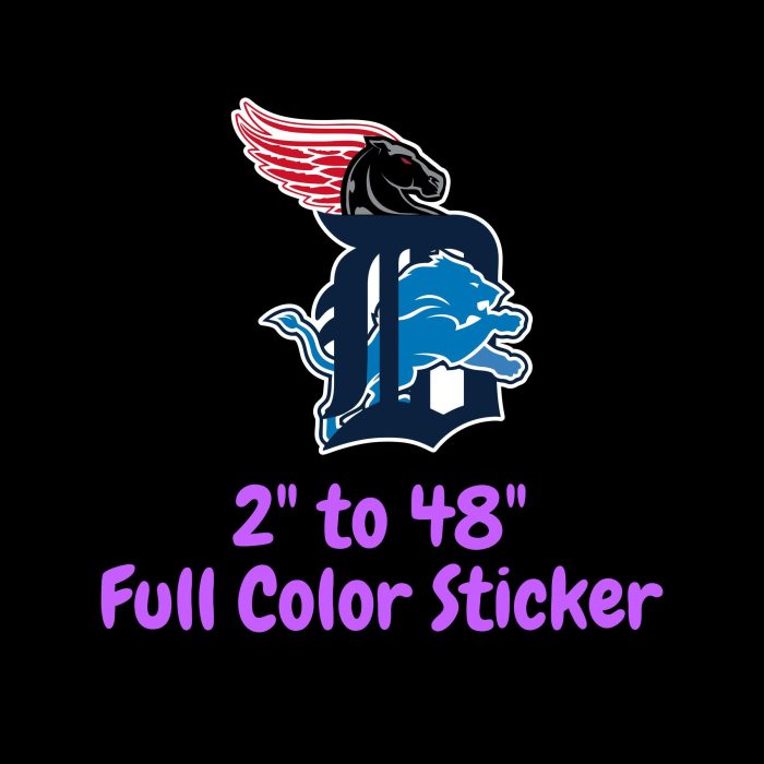 Detroit Sports Teams Full Color Vinyl Sticker - Custom Size