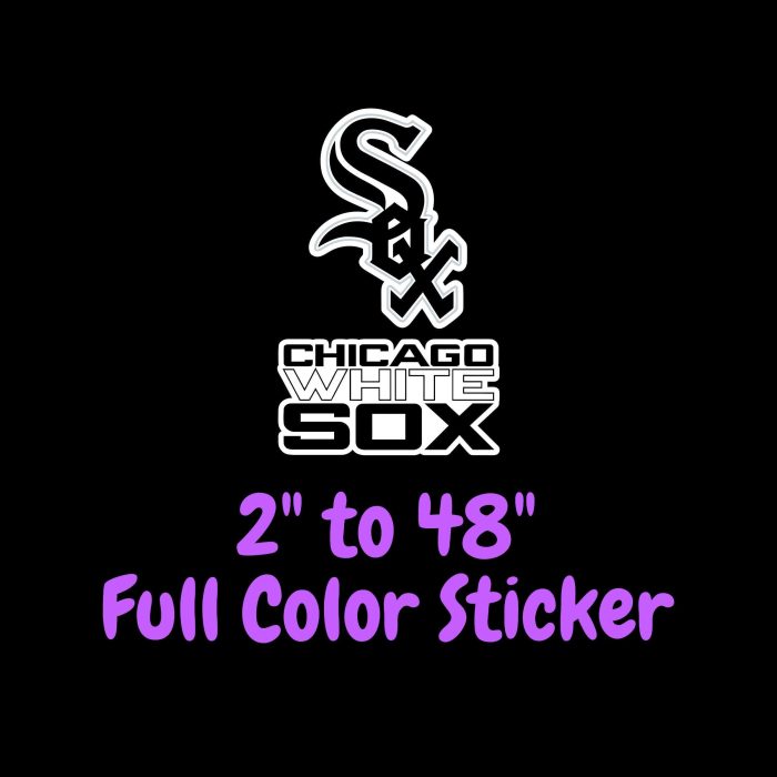 Chicago White Sox - Sox With Name on Bottom - Full Color Vinyl Sticker - Custom Size