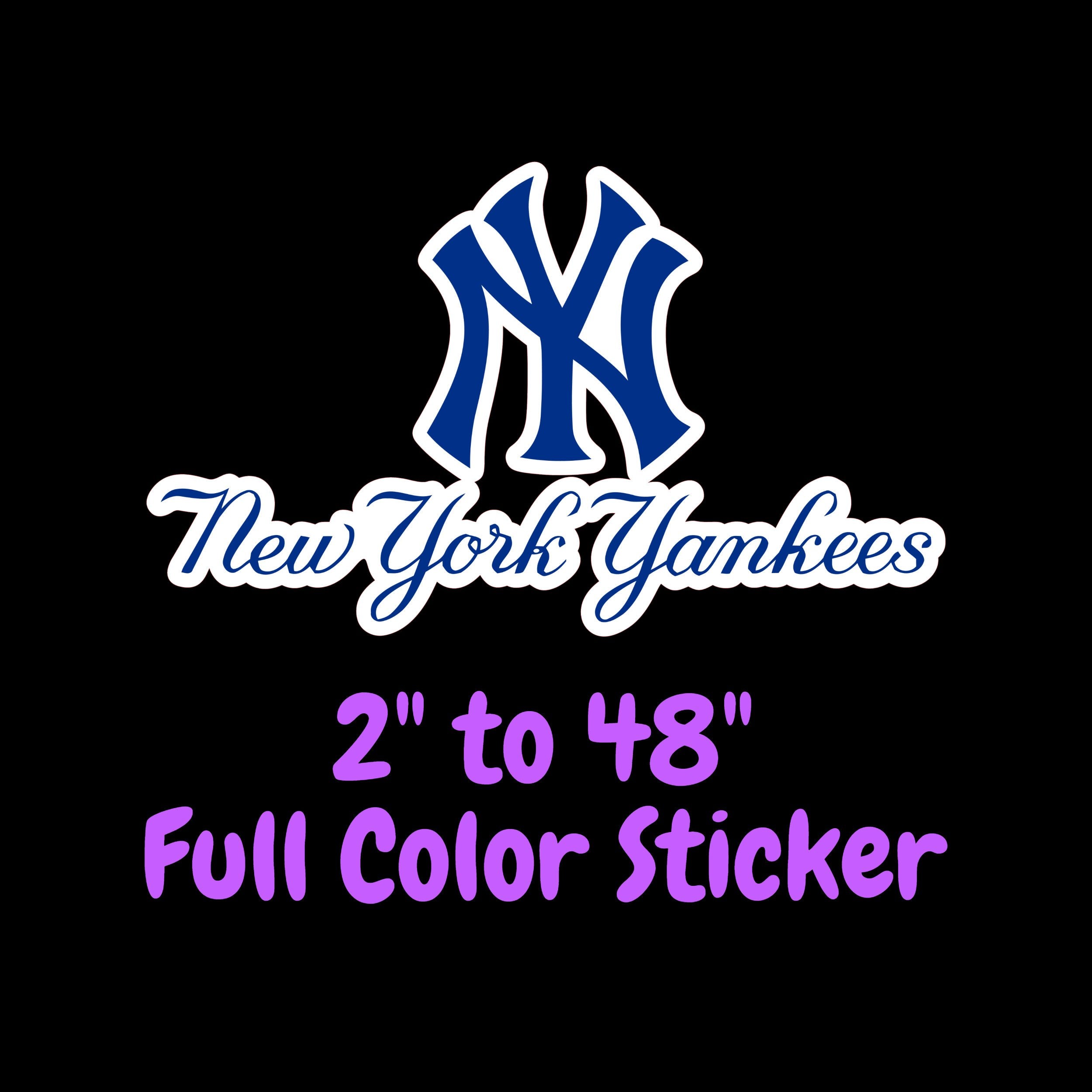New York Yankees - Blue NY With Name - Full Color Vinyl Sticker - Custom Size