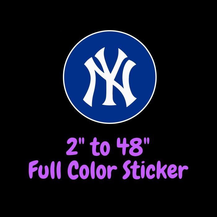 New York Yankees - Blue Circle With NY - Full Color Vinyl Sticker - Custom Size