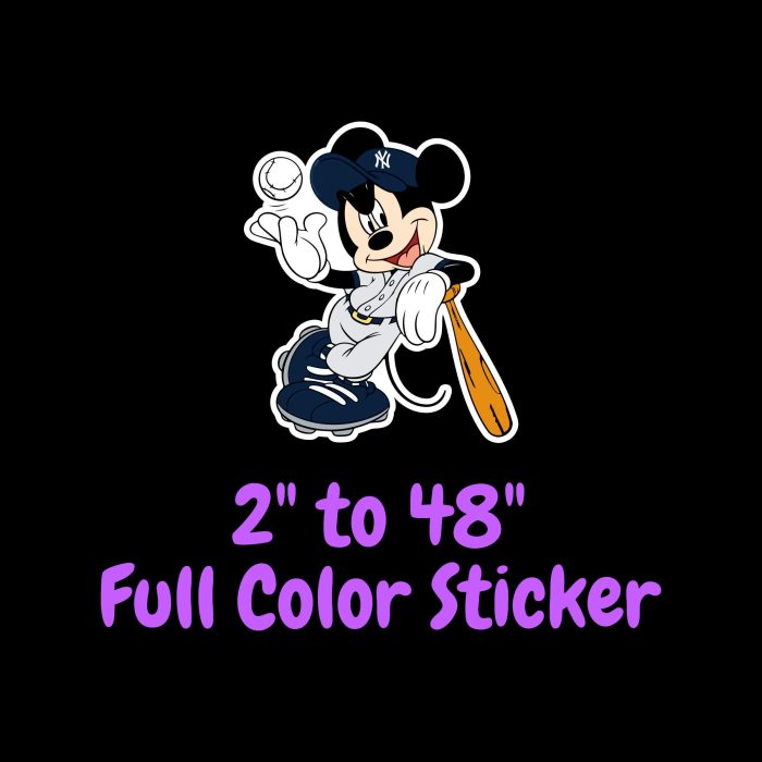 New York Yankees - Mickey - Full Color Vinyl Sticker - Custom Size