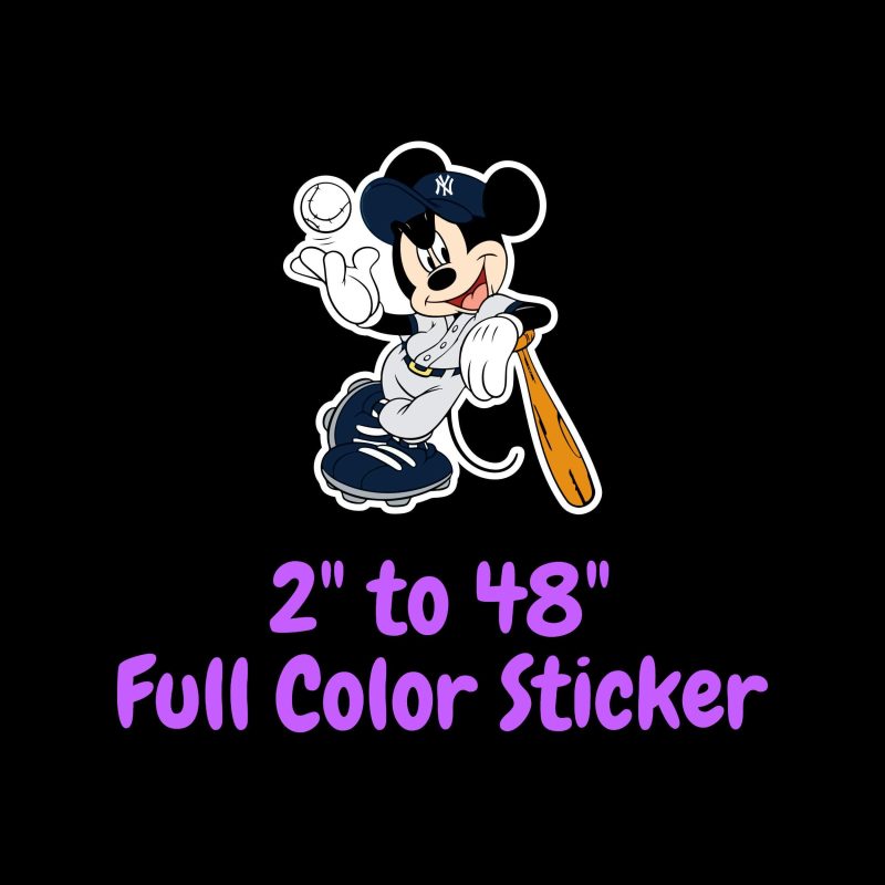 New York Yankees - Mickey - Full Color Vinyl Sticker - Custom Size