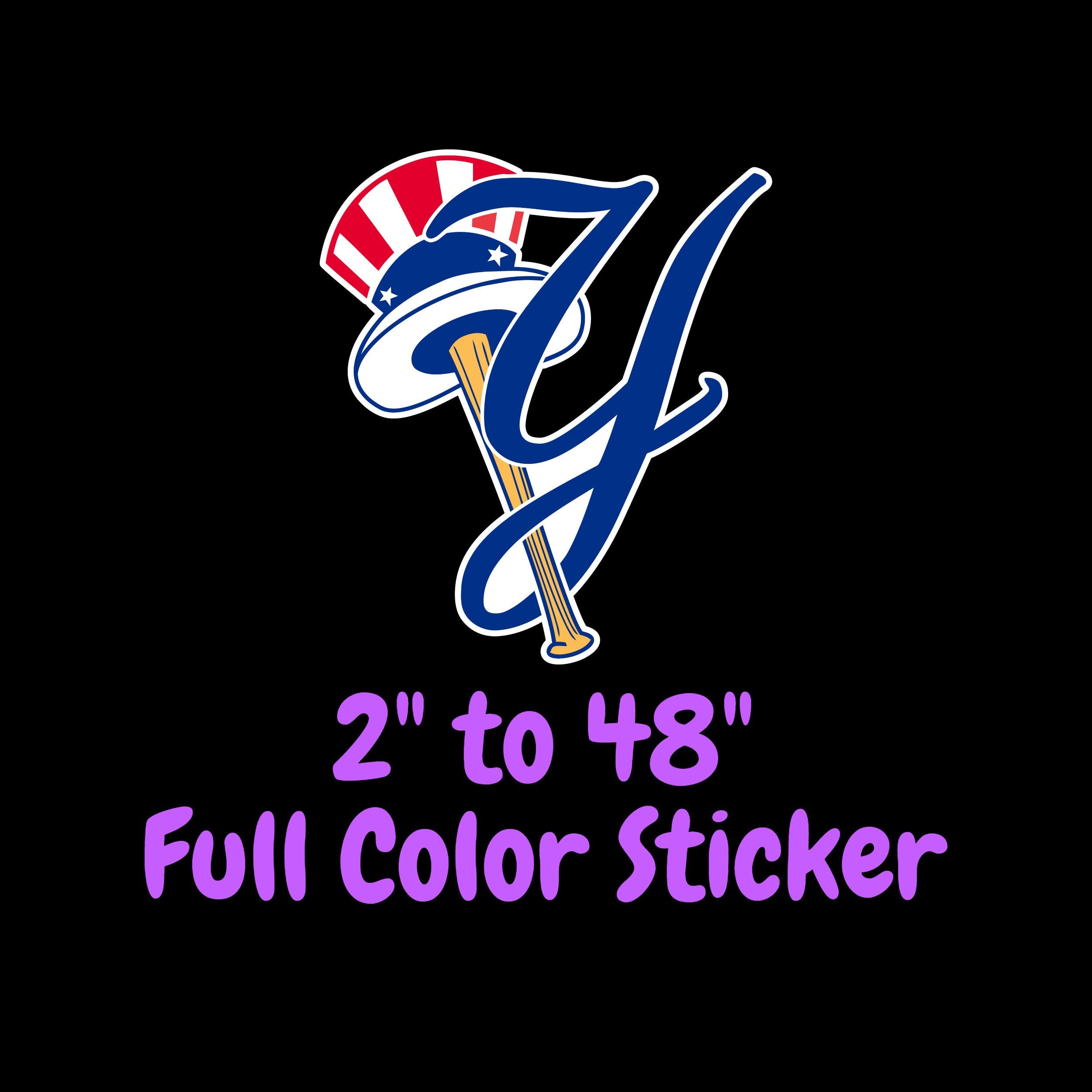 New York Yankees - Y With Baseball Bat - Full Color Vinyl Sticker - Custom Size