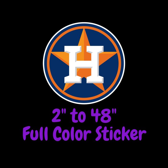 Houston Astros - Blue And Orange Circle - Full Color Vinyl Sticker - Custom Size
