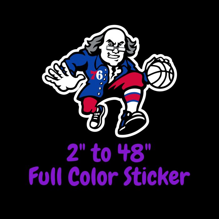 Philadelphia 76ers Full Color Vinyl Sticker - Custom Size