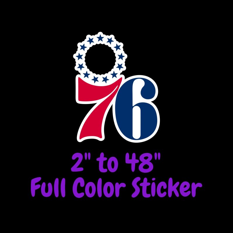 Philadelphia 76ers Full Color Vinyl Sticker - Custom Size