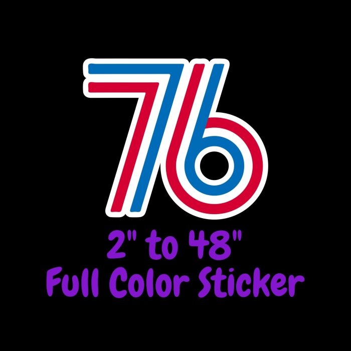 Philadelphia 76ers Full Color Vinyl Sticker - Custom Size