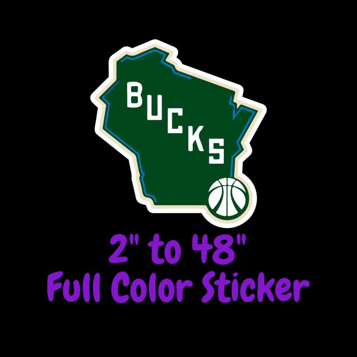 Milwaukee Bucks Full Color Vinyl Sticker - Custom Size