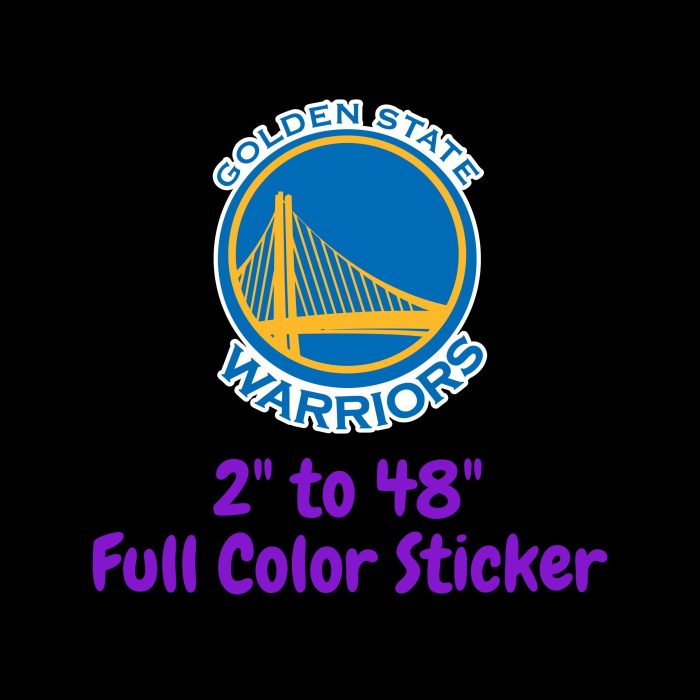 Golden State Warriors Full Color Vinyl Sticker - Custom Size