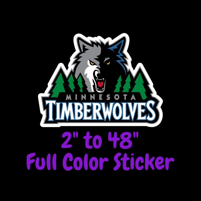 Minnesota Timberwolves Full Color Vinyl Sticker - Custom Size