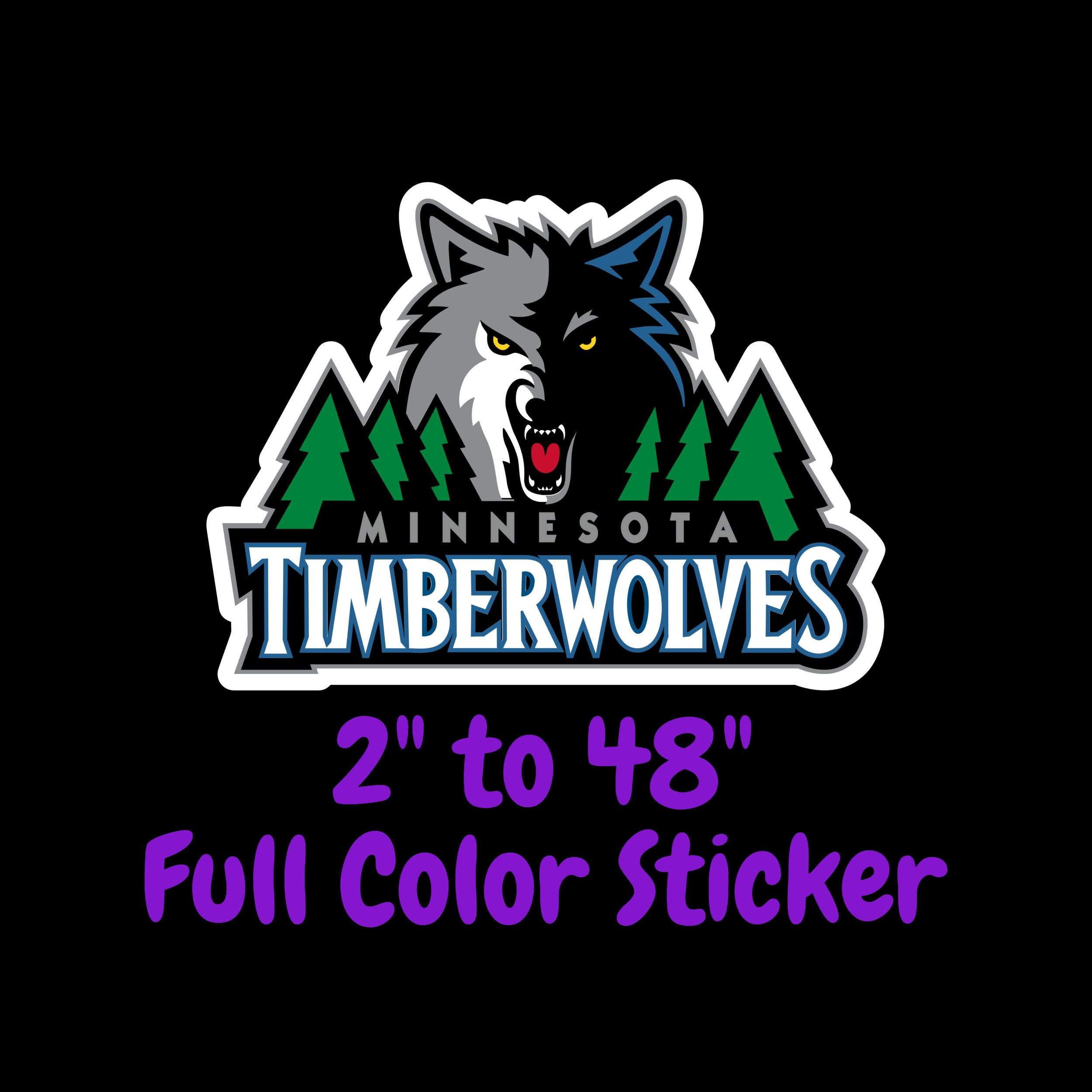 Minnesota Timberwolves Full Color Vinyl Sticker - Custom Size