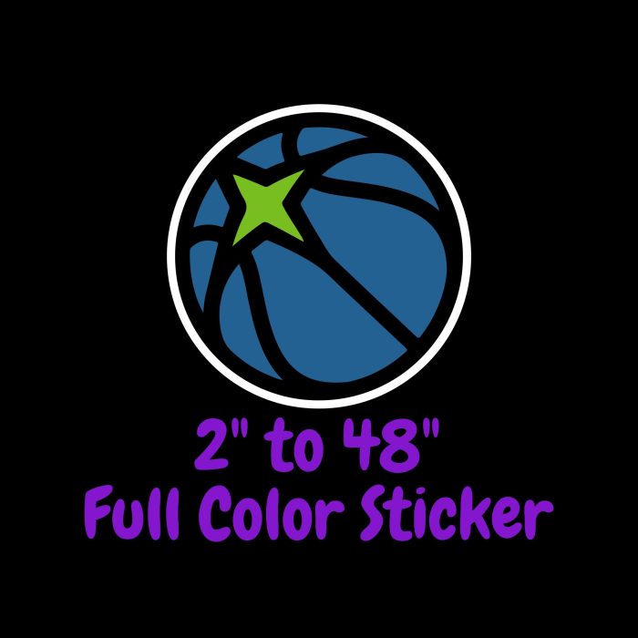 Minnesota Timberwolves Full Color Vinyl Sticker - Custom Size