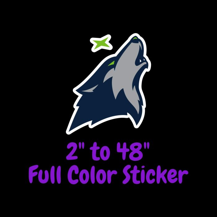 Minnesota Timberwolves Full Color Vinyl Sticker - Custom Size