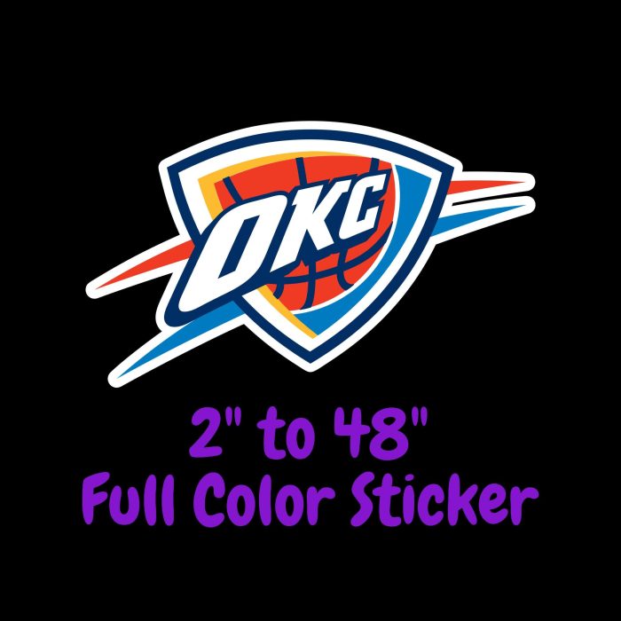 Oklahoma City Thunder Full Color Vinyl Sticker - Custom Size