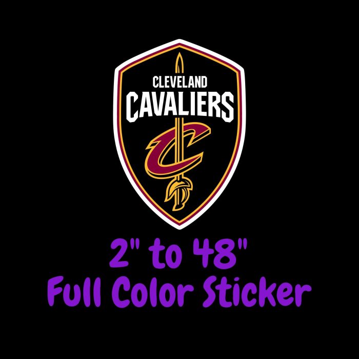 Cleveland Cavaliers - Shield With Name - Full Color Vinyl Sticker - Custom Size