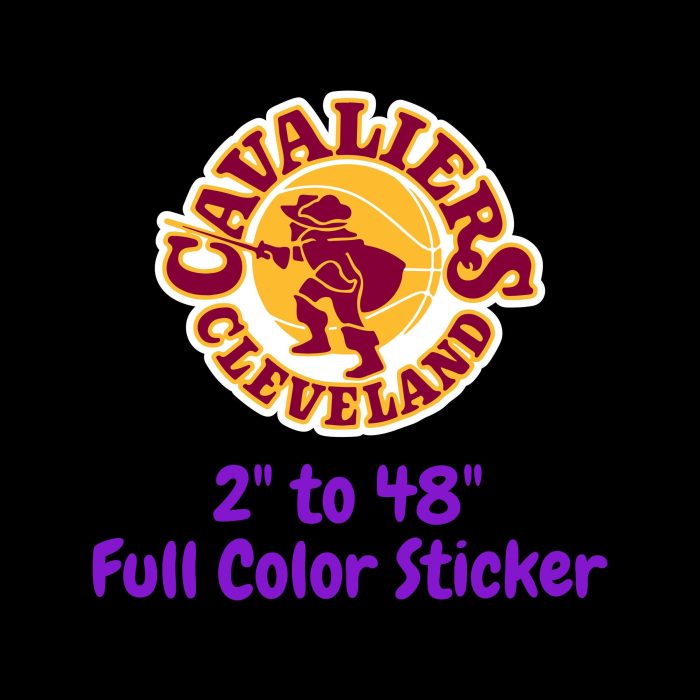 Cleveland Cavaliers Full Color Vinyl Sticker - Custom Size