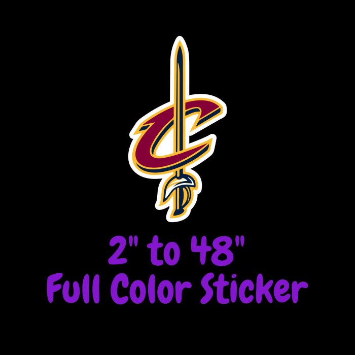 Cleveland Cavaliers - C With Sword - Full Color Vinyl Sticker - Custom Size