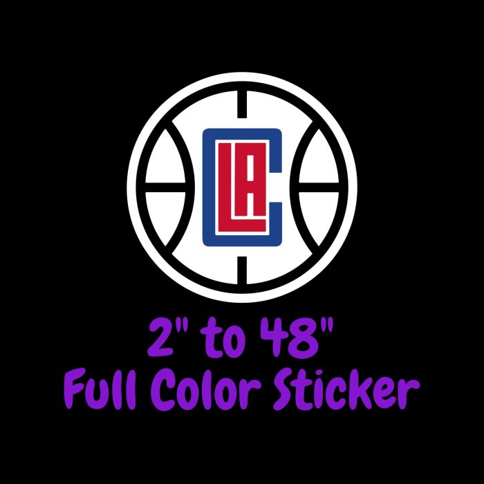 Los Angeles Clippers Full Color Vinyl Sticker - Custom Size
