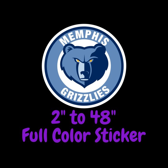 Memphis Grizzlies Full Color Vinyl Sticker - Custom Size