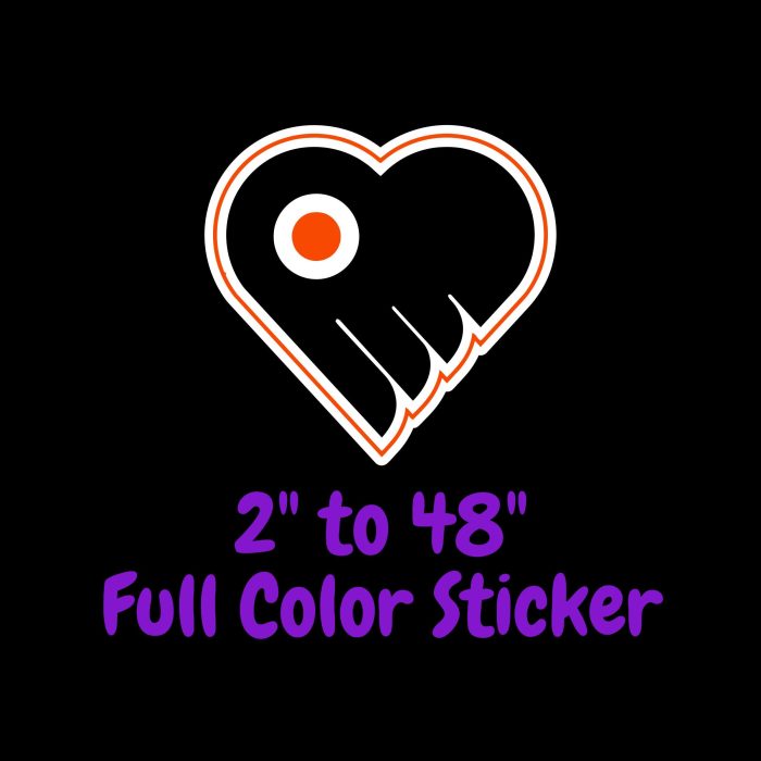 Philadelphia Flyers - Heart - Full Color Vinyl Sticker - Custom Size