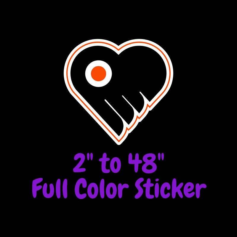 Philadelphia Flyers - Heart - Full Color Vinyl Sticker - Custom Size