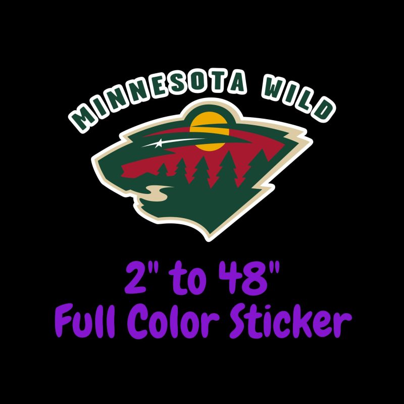 Minnesota Wild - Name With Head - Full Color Vinyl Sticker - Custom Size