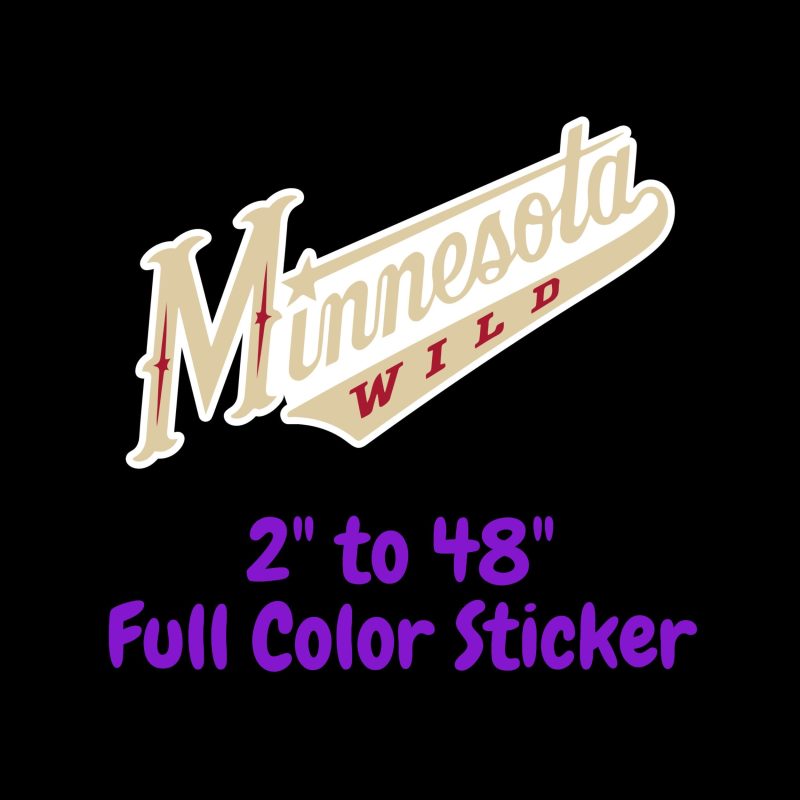 Minnesota Wild - Slanted Name - Full Color Vinyl Sticker - Custom Size
