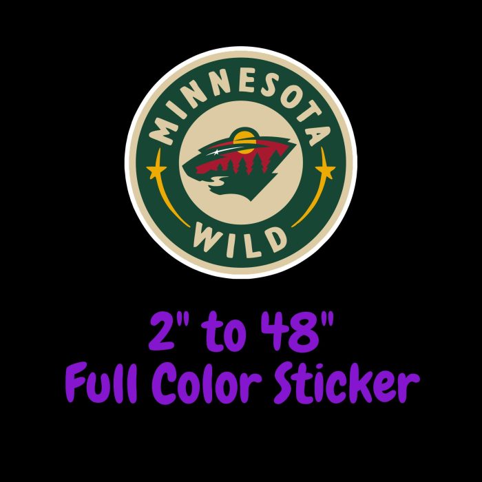 Minnesota Wild - Green Circle With Name - Full Color Vinyl Sticker - Custom Size