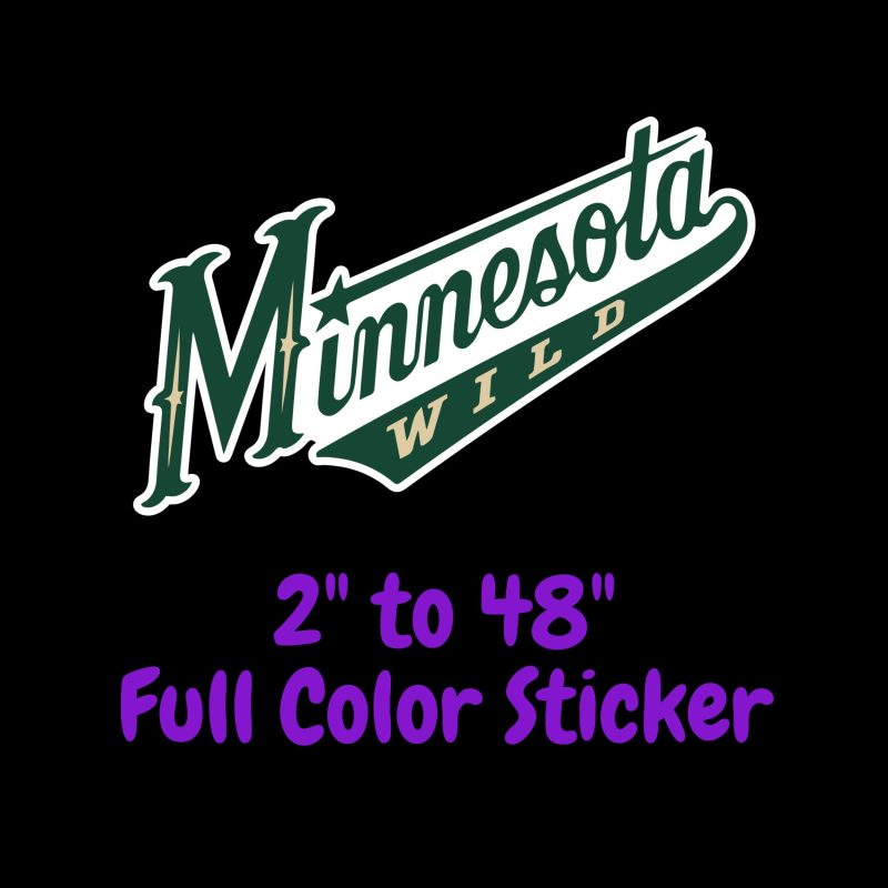 Minnesota Wild - Slanted Green Name - Full Color Vinyl Sticker - Custom Size
