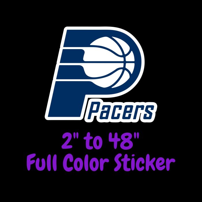 Indiana Pacers Full Color Vinyl Sticker - Custom Size