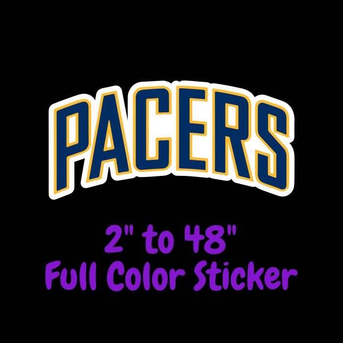 Indiana Pacers Full Color Vinyl Sticker - Custom Size