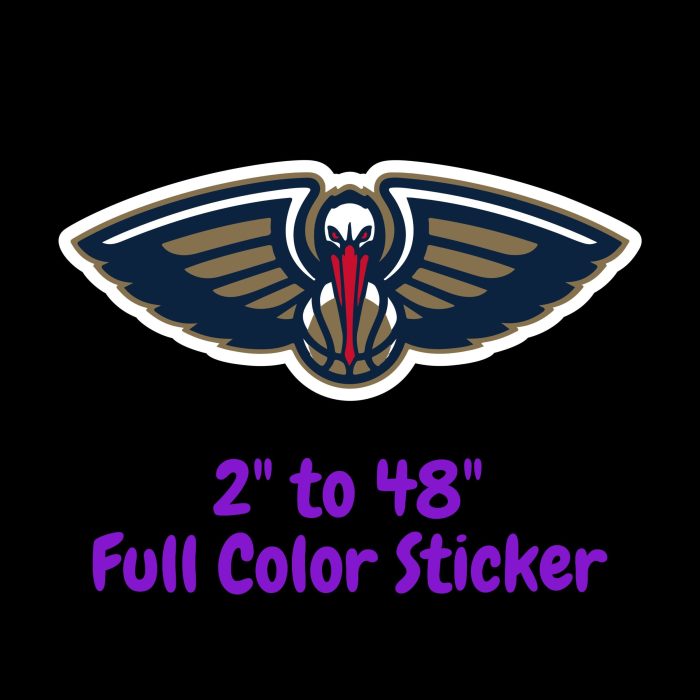 New Orleans Pelicans Full Color Vinyl Sticker - Custom Size