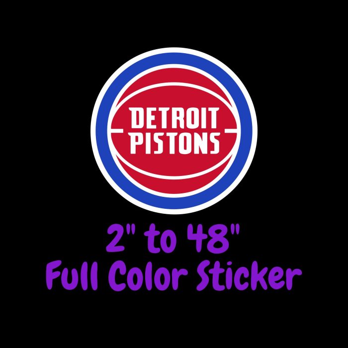Detroit Pistons Full Color Vinyl Sticker - Custom Size