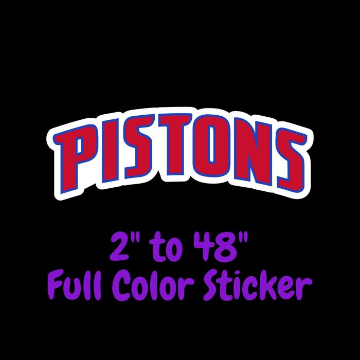 Detroit Pistons Full Color Vinyl Sticker - Custom Size