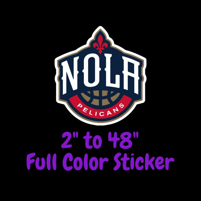 New Orleans Pelicans Full Color Vinyl Sticker - Custom Size