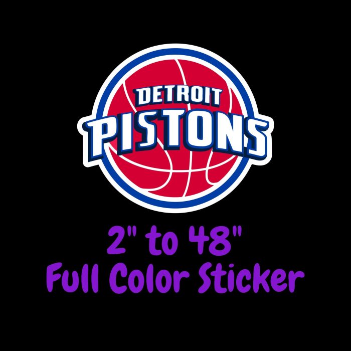 Detroit Pistons Full Color Vinyl Sticker - Custom Size
