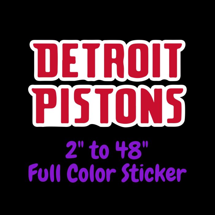 Detroit Pistons Full Color Vinyl Sticker - Custom Size