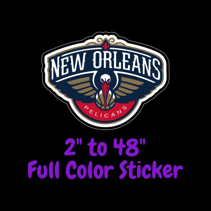 New Orleans Pelicans Full Color Vinyl Sticker - Custom Size