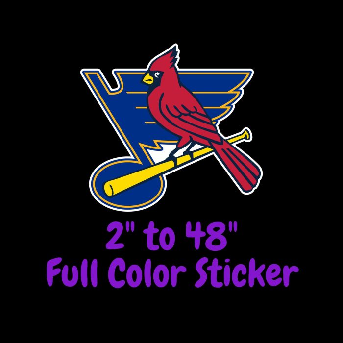 St. Louis Cardinals - Cardinals and Blues - Full Color Vinyl Sticker - Custom Size