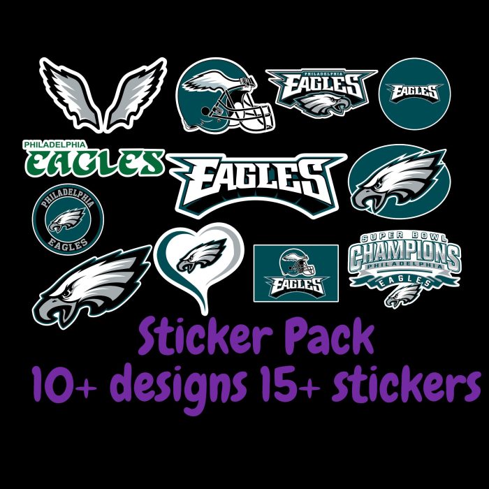 Philadelphia Eagles Sticker Pack;  ; Laptop Decal ; Yeti Decal;  Cell phone Decal;  Vinyl Car Decal