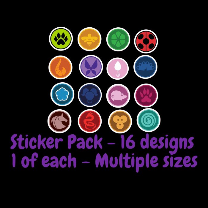 Miraculous Icons Full Color Vinyl Sticker set ; Hydroflask decal; Laptop Decal; Yeti Decal; Cell phone Decal; Vinyl Car Decal; iPad decal