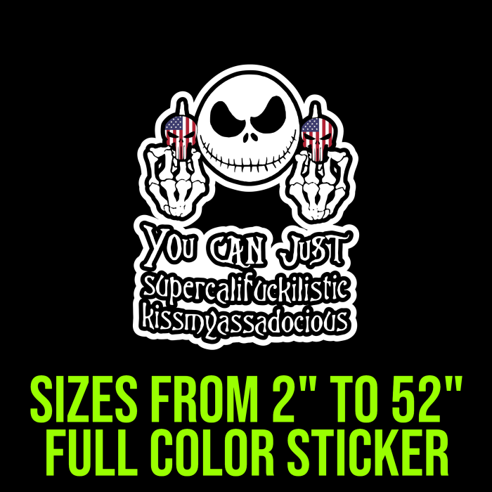 Jack Skellington Full Color Vinyl Sticker - Custom Size