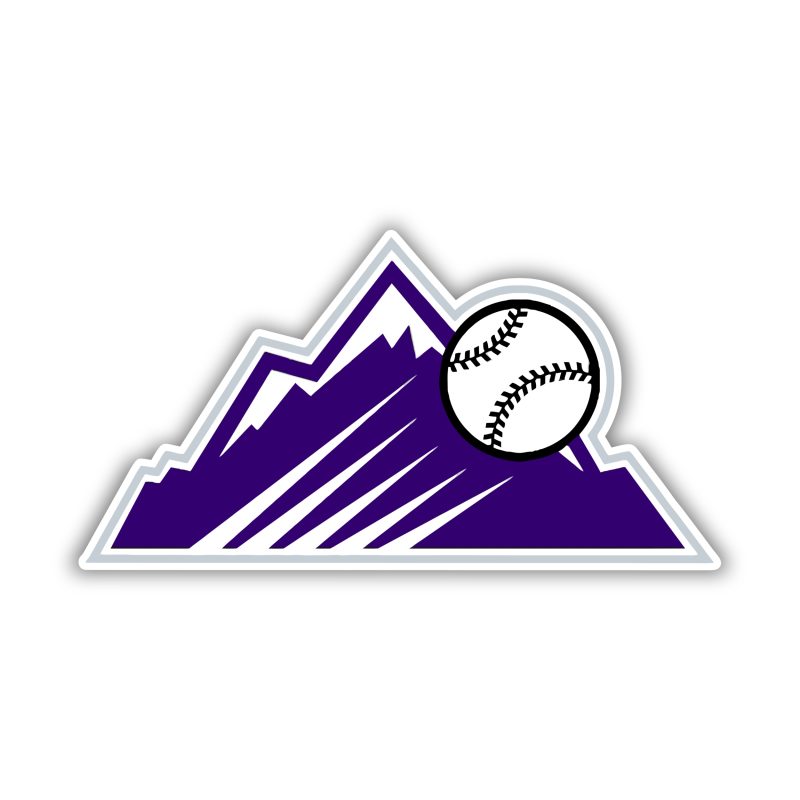 Colorado Rockies - Mountains With Baseball - Full Color Vinyl Sticker - Custom Size