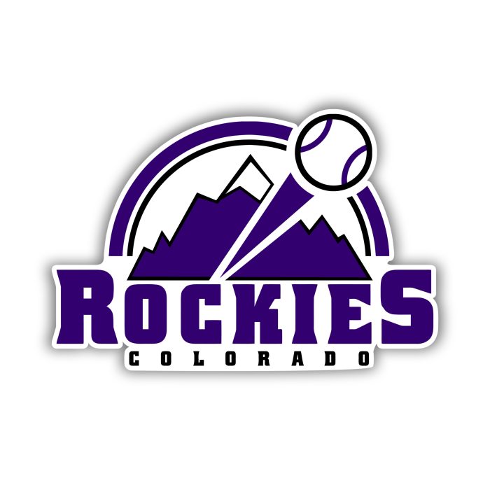 Colorado Rockies  - Purple Rockies With Mountain - Full Color Vinyl Sticker - Custom Size