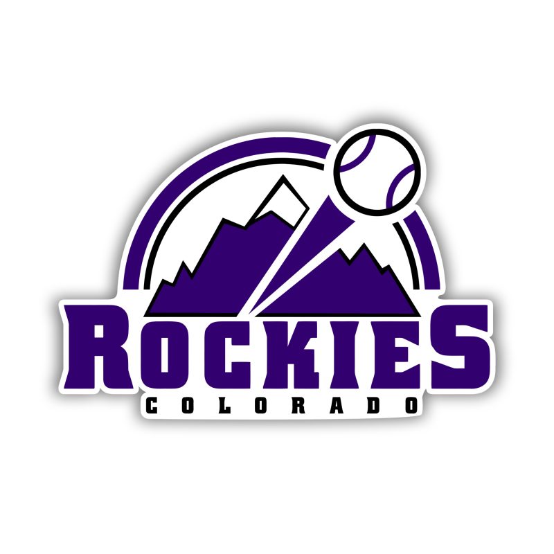 Colorado Rockies  - Purple Rockies With Mountain - Full Color Vinyl Sticker - Custom Size