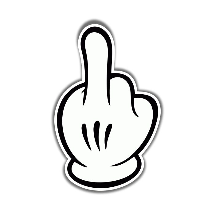 Mickey Middle Finger Full Color Vinyl Sticker - Custom Size